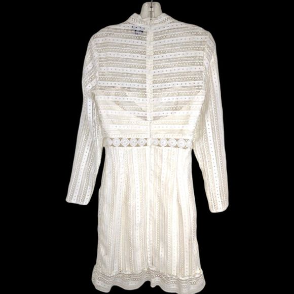 New Bardot Vivian White Dress 6 Long Sleeves Sheer - Picture 4 of 9
